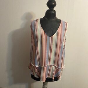 Lover Fire Multi color stripe sleeveless top with draw string waist, size 1X